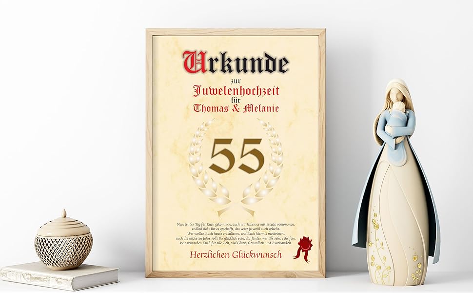 Amazon.de: Urkunde zum 55. Hochzeitstag - Juwelenhochzeit ...