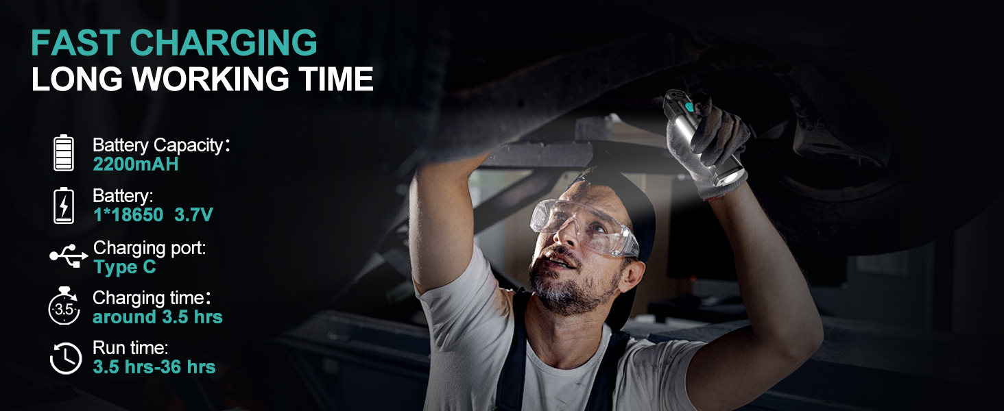 Koolite Rechargeable Led Work Light Battery Powered Inspection Lamp Rotating And Foldable Light Cob 5 Modes Magnetic | Robert Dyas