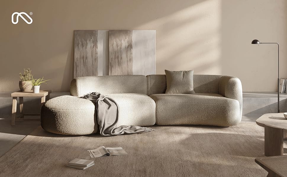 Acanva Modern Curved Sectional Living Room Couch