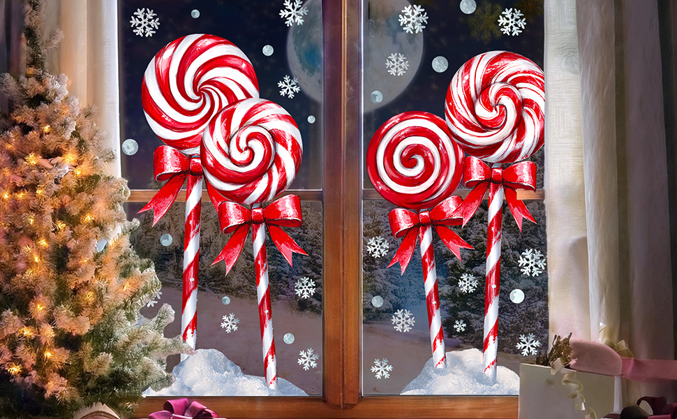 Large peppermint lolipop Christmas candy window clings