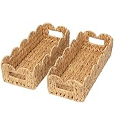 Coeusy 2 Pack Toilet Baskets,Scalloped Edge Wicker Basket for Toilet Paper Storage,Small Baskets ...