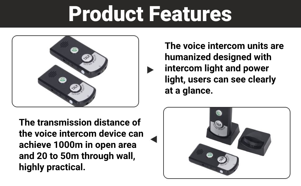 Wireless Voice Intercom Portable 2Way Intercom Doorbell Intercom System ...
