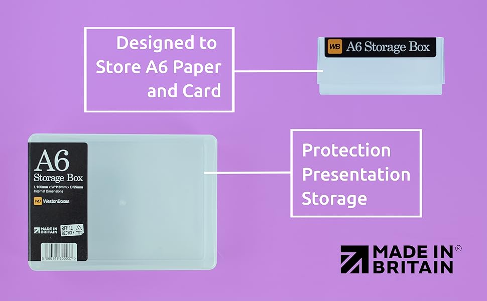 WestonBoxes A6 Plastic Craft Storage Boxes for Art Supplies, Paper and