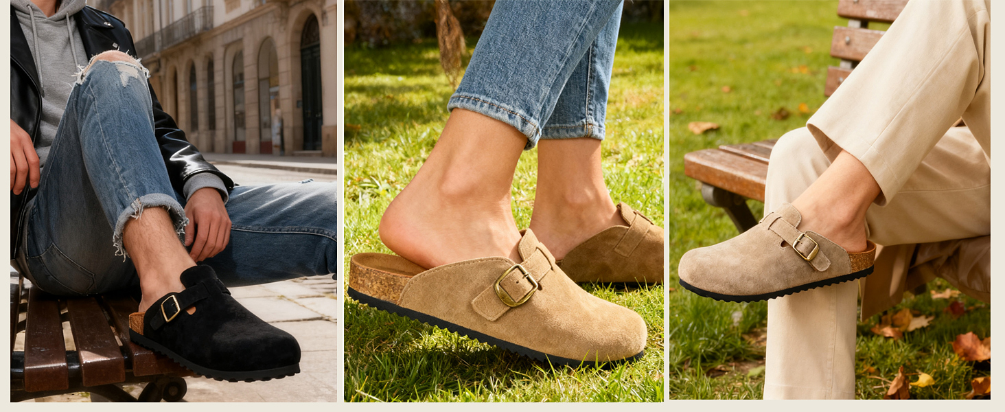 Womens Mens Suede Clogs 