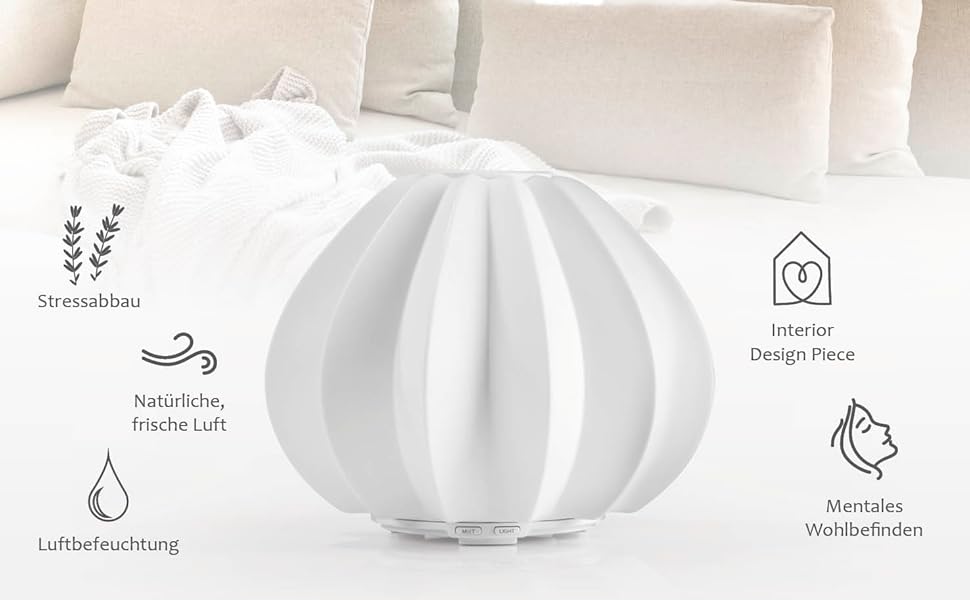 ASTALEA Aroma Diffuser für ätherische Öle weiß Keramik - 100 ml ...