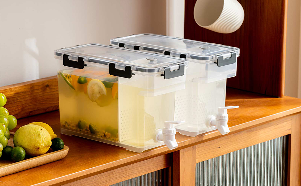 Garhelper 1 Gallon Plastic Drink Dispenser, Refrigerator