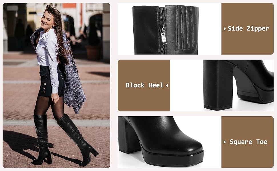 靴 Herlipto Square Toe Long Boots 37 Square Toe Long Boots