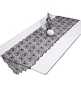 Rockcloud Lace Table Runner Spiderweb Fireplace Mantle Scarf Cover for Halloween Party Scary Movi...