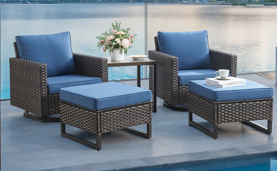 patio swivel chairs with side table