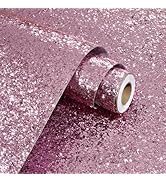 STICKEEP Pink Glitter Contact Paper for Accent Wall Sparkle Glitter Wallpaper Stick and Peel Chun...