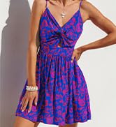 CUPSHE Women's Mini Dress Floral Twisted V Neck Sleeveless Short Dress Pleated Self Tie Back Mini...