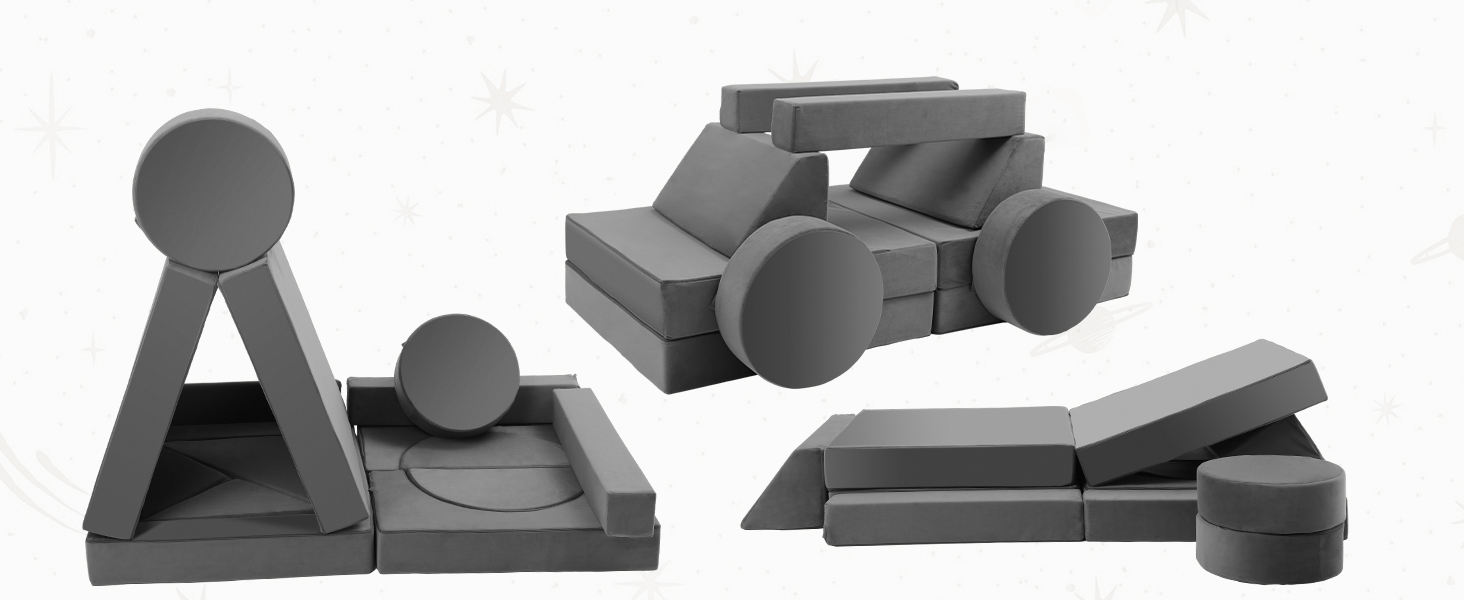 Edbuosy Toddler Couch Kids Sofa Modular 18pcs Children Couches Building Fort