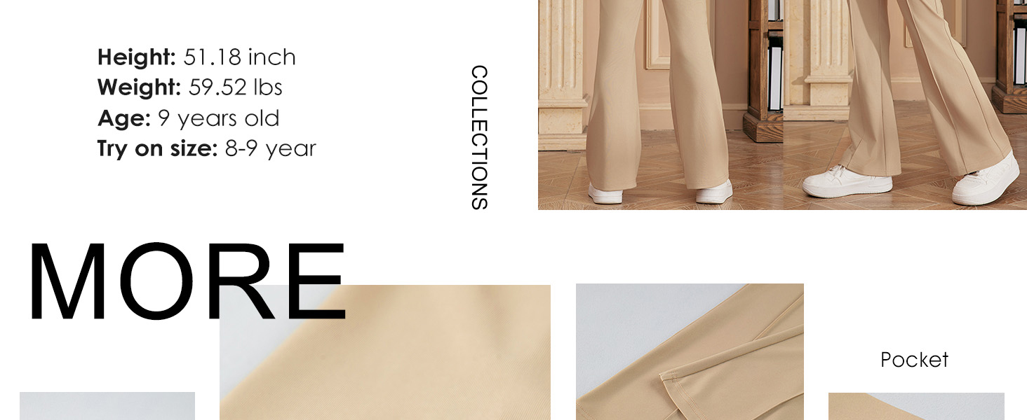 blibean girl kid bell bottom flare dresses uniform school  pants size 6 7 8 9 10 11 12 13 14 15 16