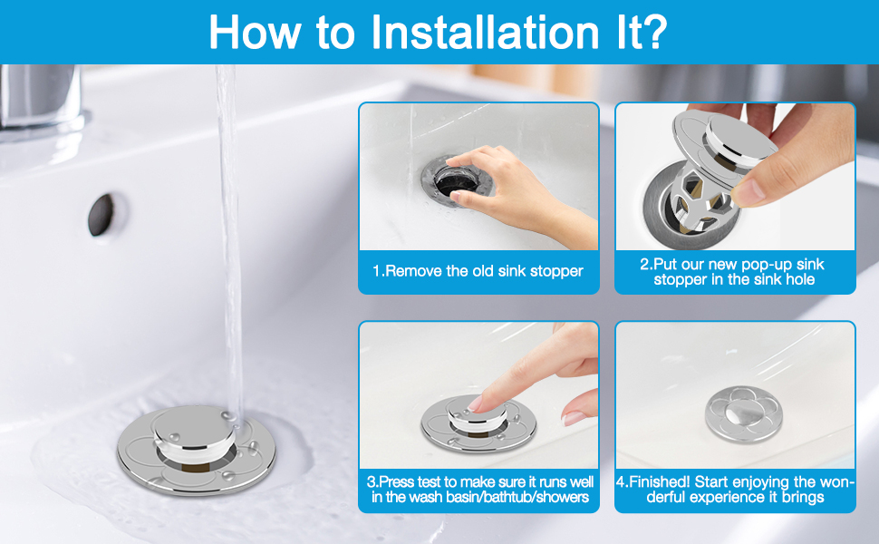 Universal Pop Up Sink Plug, Gobesty 2 Pack Sink Drain Stoppers Basin