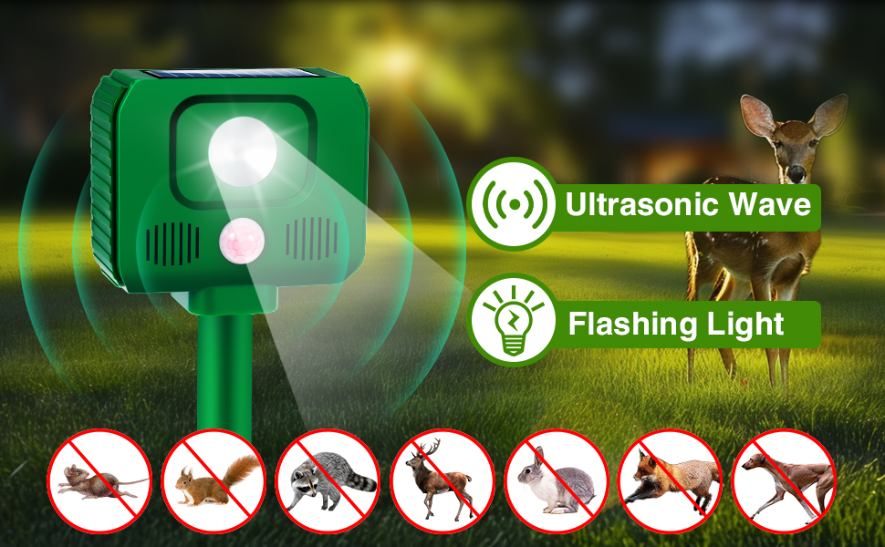 Upgraded Deer Repellent Devices,Ultrasonic Animal Repeller
