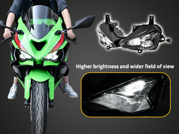 K.T　 Kawasaki Zx 14r Parts KT LED Angel Eyes Headlight Assembly