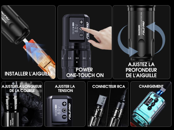 Dragonhawk ワイヤレスマシン Machine de Tatouage Rotative sans Fil Dragonhawk avec Stylo