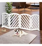 dCee Solid Acacia Wood Dog Gate, Freestanding Dog Gates Indoor Extra Wide 81 in, Foldable Pet Gat...
