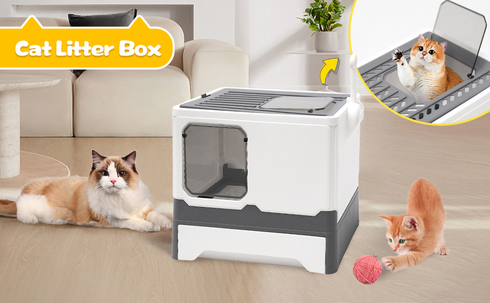Foldable Cat Litter Box,Top Entry Covered Litter Box for Cats.Large