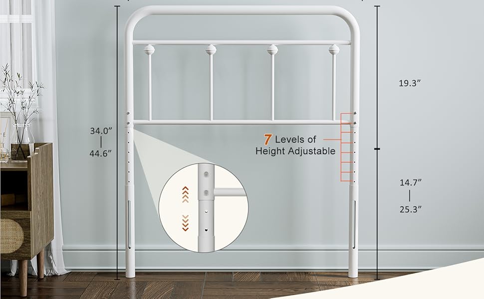 IKIFLY Metal Twin Size Headboard, Adjustable Height