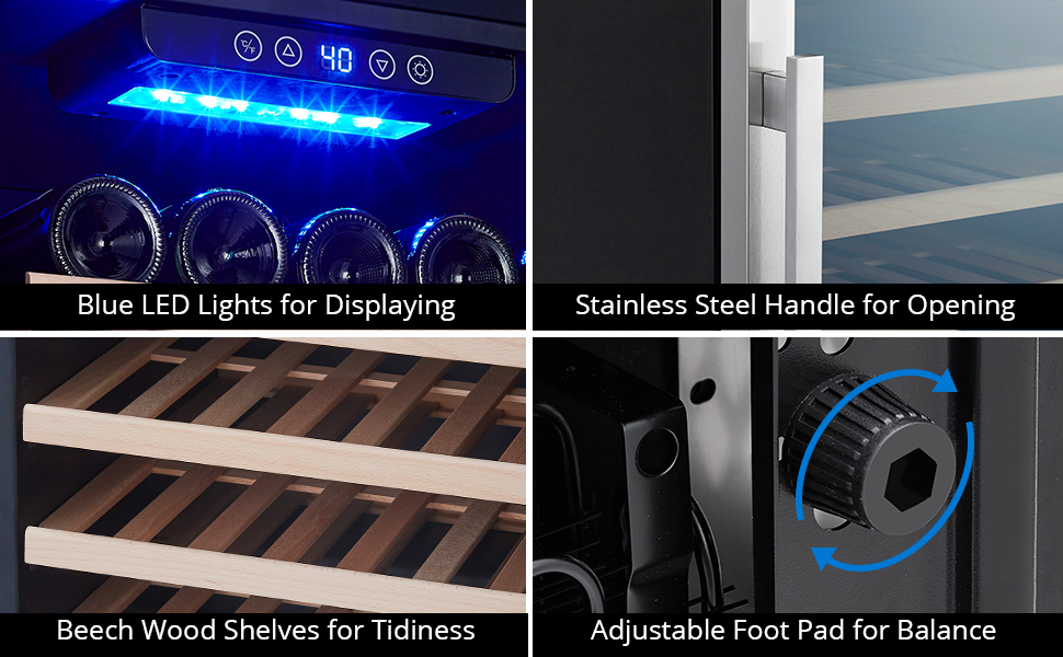 24 Inch Wine Fridge, 52 Bottle Wine Cooler Refrigerator