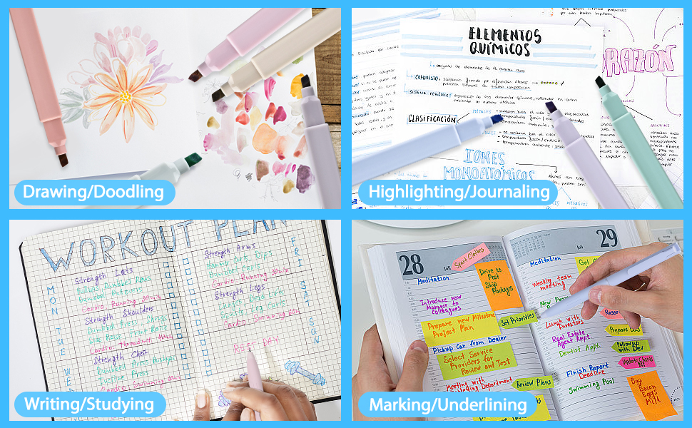 COZCLAM 18 Pastel Highlighters Stationery Set, 12 Aesthetic