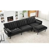 DURASPACE Velvet Sectional Convertible Sofa with Chaise, 107