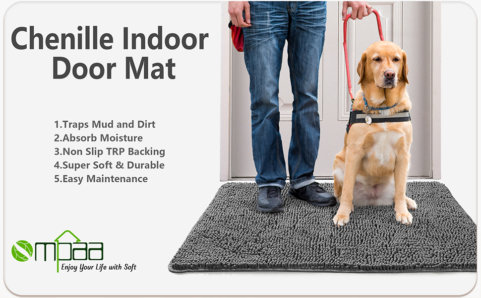 Ompaa Indoor Door Mat Entryway Rug Traps Mud and Dirt, Super Absorbent Doormats for
