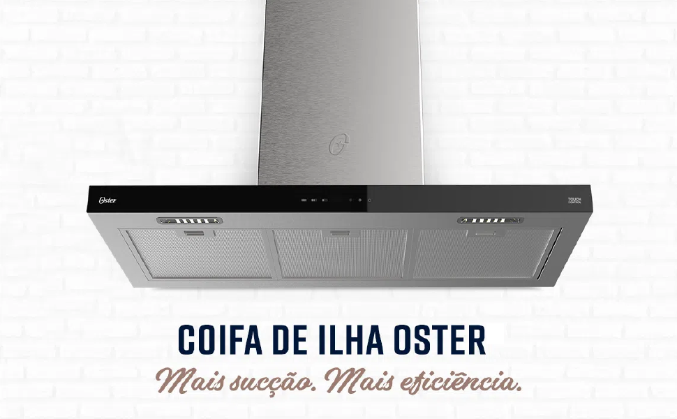 Coifa de Ilha Oster Inox Touch Control, 90cm