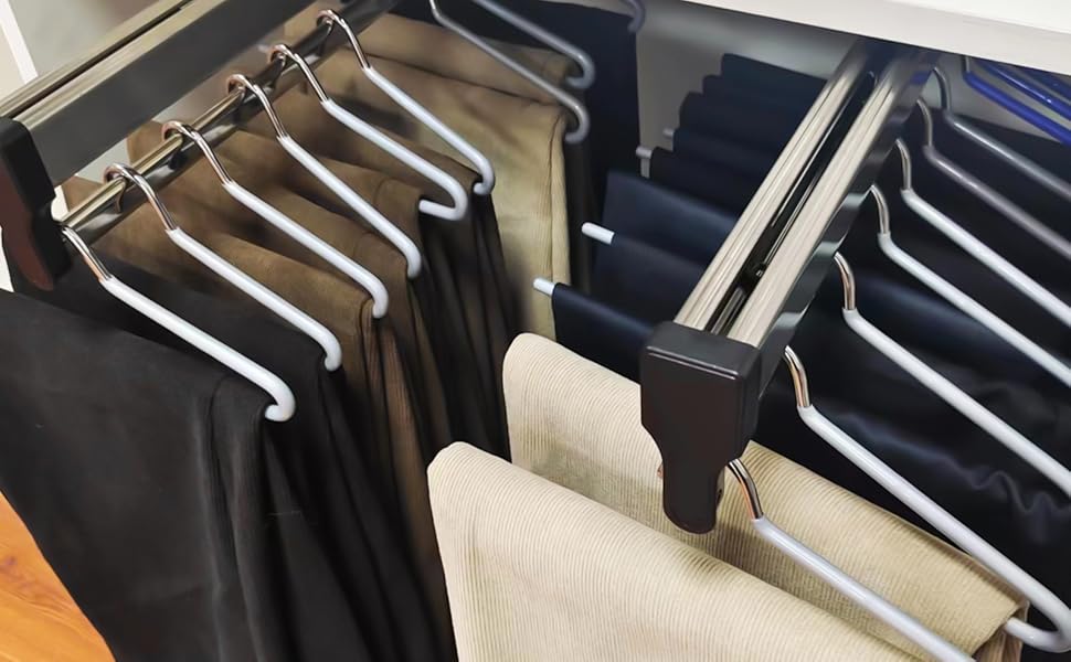 LALALIVABLE Pull Out Clothes Hanger Rod Adjustable Heavy