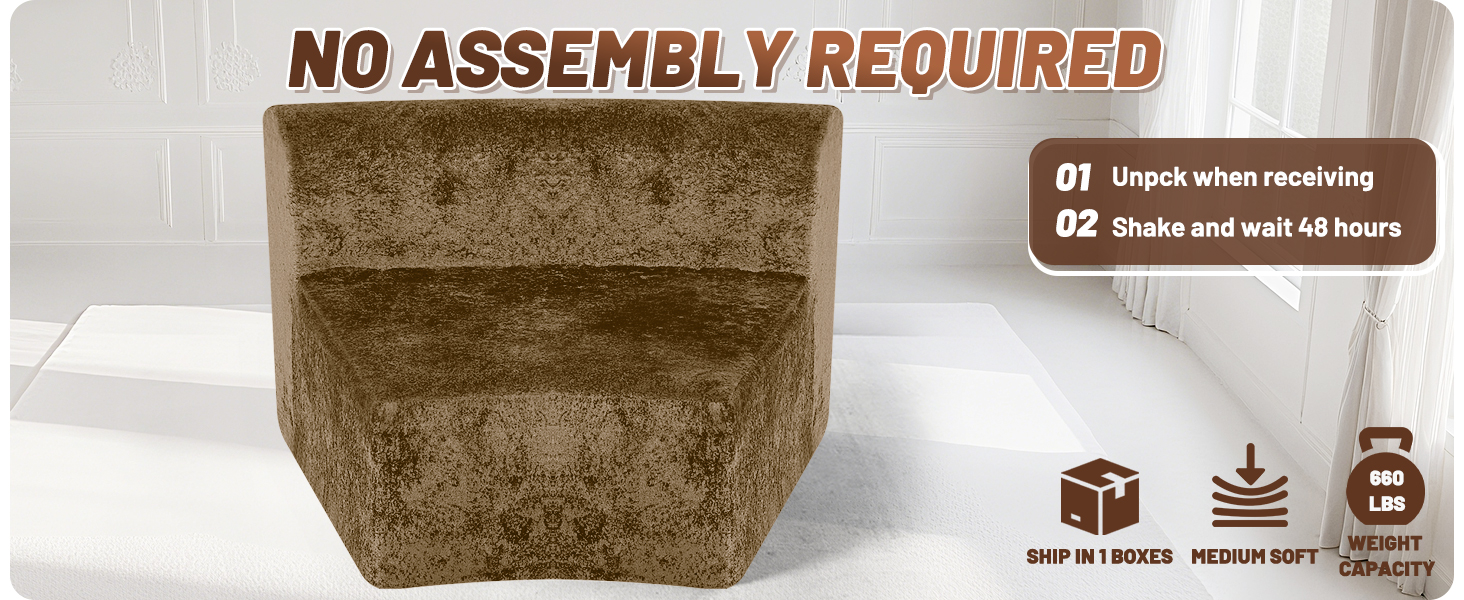 HABUTWAY Modular Sectional Sofa Memory Foam Filled Single Sofa Chair with Deep Seat, Modern Sofa Couches for Living Room Apartment Office, No Assembly Required, Brown 13 sectional curved sofa