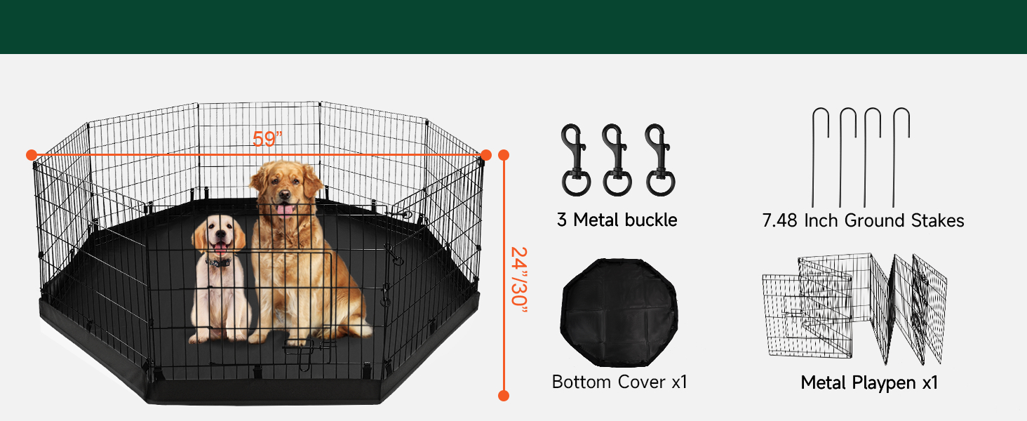 PJYuCien Dog Playpen Mesh Top Cover/Bottom Pad, Fits 8 Panels 24 Inch