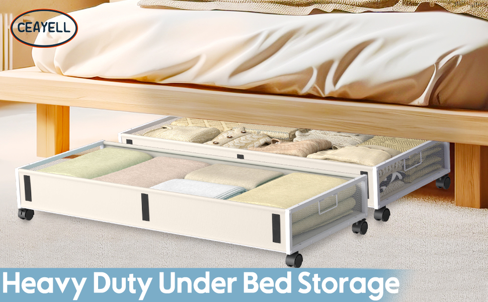Ceayell Under Bed Storage with Wheels, Underbed Storage