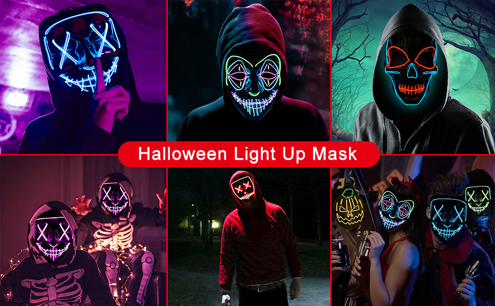 Onsucum Purge Mask Light Up LED Mask Halloween Scary