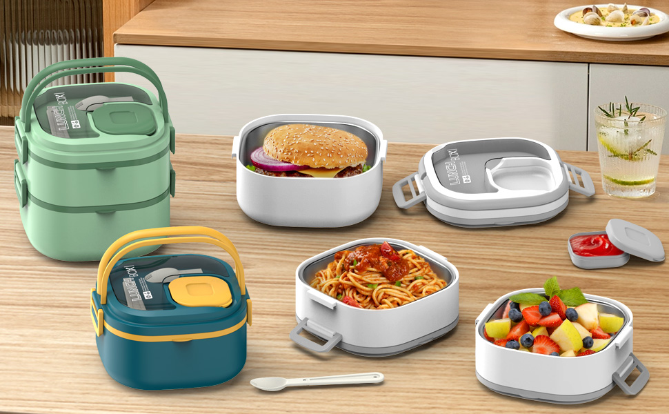 Amazon.com: PEDECO Stackable Stainless Steel Bento Box,Leak-Proof,2 ...