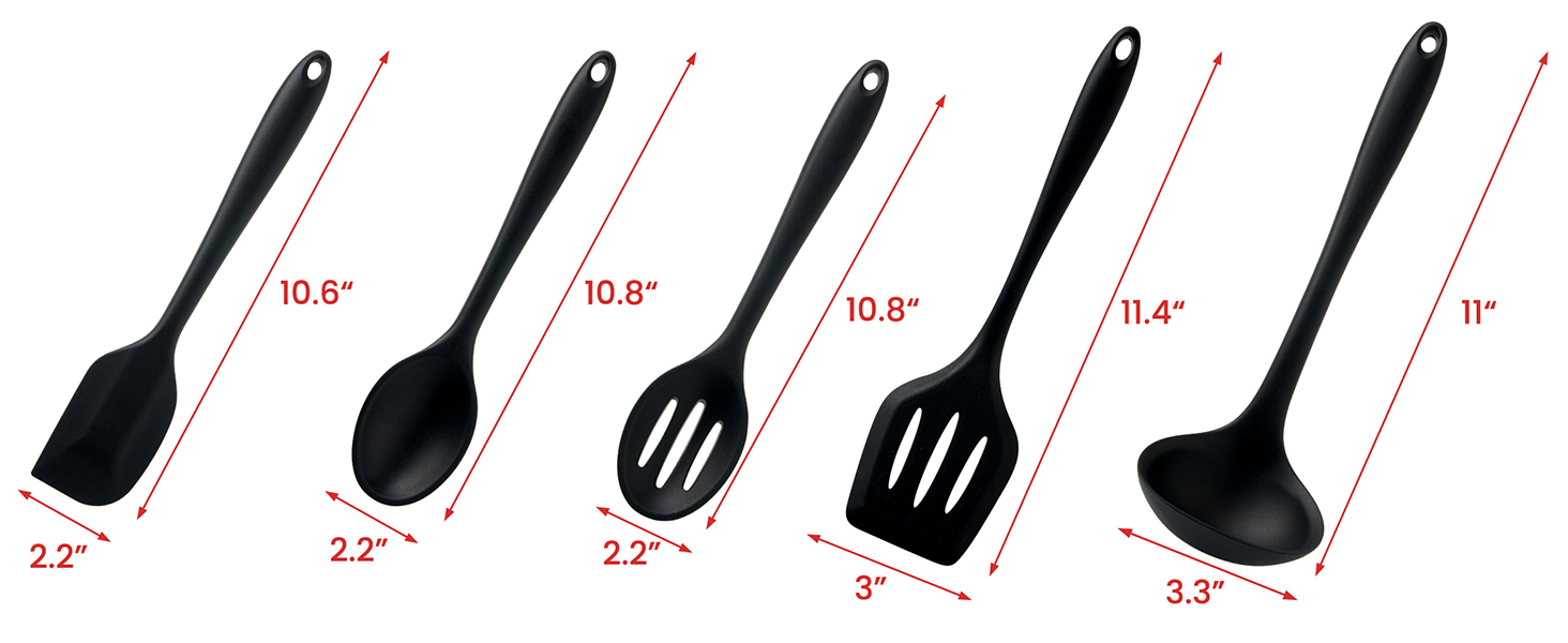 5pcs utensils size
