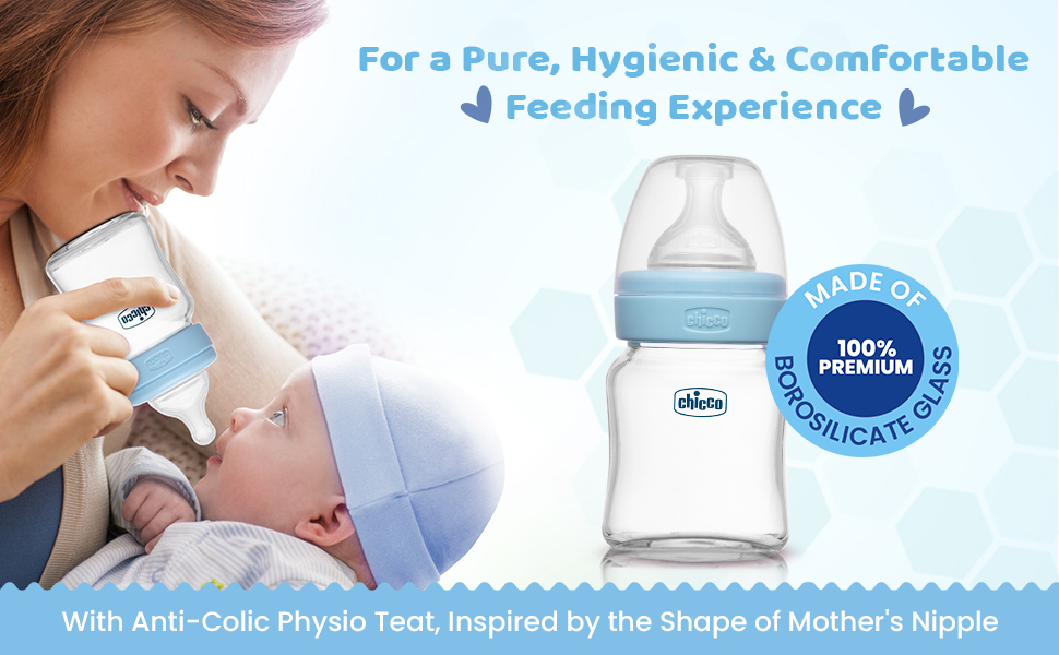 Glass Milk Feeding Bottle for babies, Safe, Pure baby Milk Bottles infants, hygienic, unbreakable