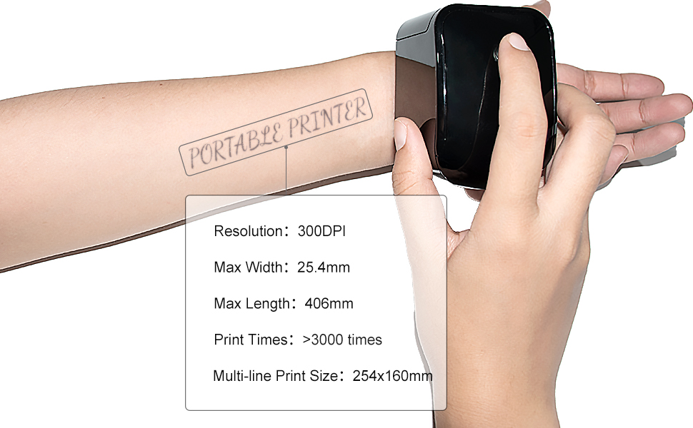 Tattoo Printer Mini Portable Handheld Wirless WiFi Printer for iOS &  Android APP DIY Custom Temporary Tattoos Printer Logo Printer Qrcode  Barcode