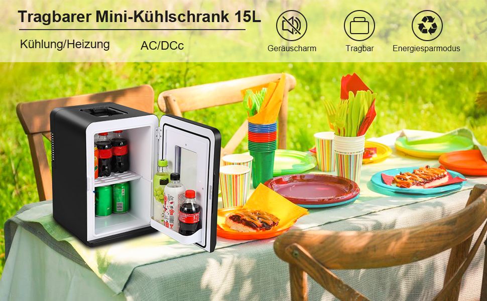 TOM 2in1 Mini Kühlschrank mit Kühl- und Heizfunktion– 15 Liter