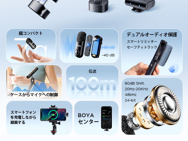BOYA Magic-02 ワイヤレスマイク ピンマイク Amazon.com: BOYA Magic-02 Wireless Lavalier Microphone
