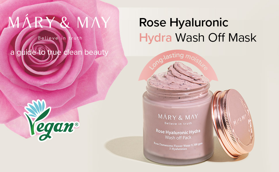 Mary&May, Rose extract, Hyaluronic, Hydrating, Washoff Pack, facial mask, mask pack, soothing, vegan