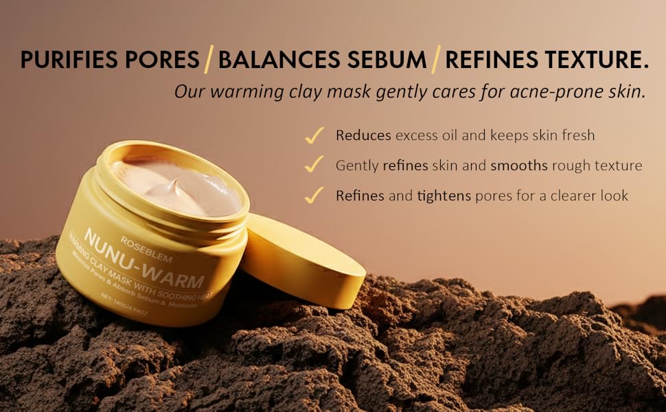 PURIFIES PORES、BALANCES SEBUM、REFINES TEXTURE