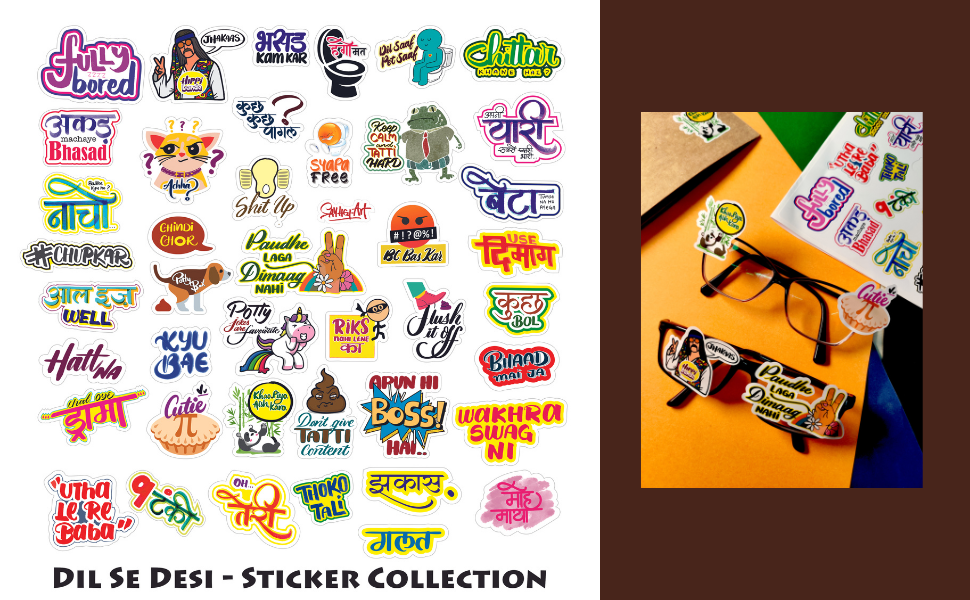 MESSKETEERS Quirky Dil Se Desi Quotes (Pack of 40+ Stickers