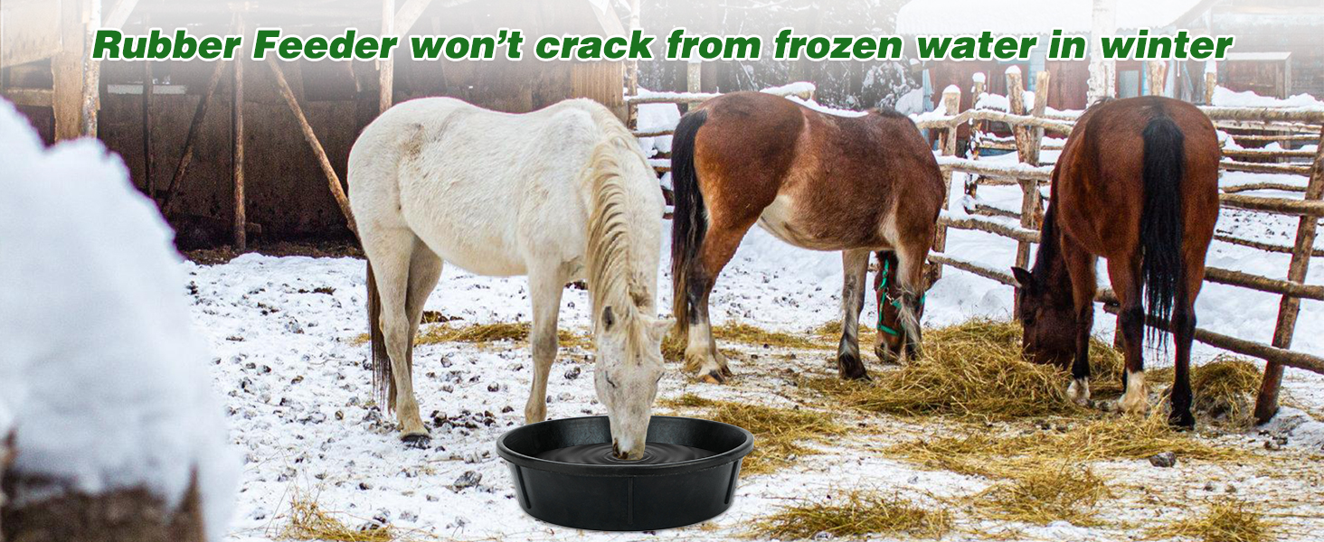 Rubber feeder won't crack from frozen water in winter