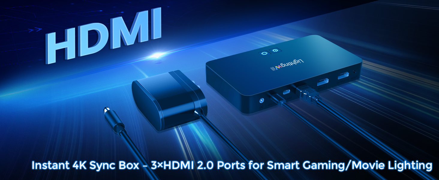 Equipped with 3 HDMI 2.0 ports, supporting 4K@60Hz resolution to sync lighting with movies/games