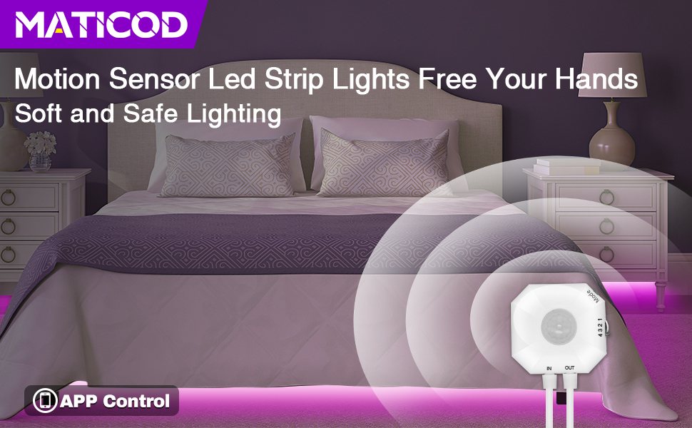 MATICOD Motion Sensor Lights Indoor Under Bed Lights, Plug