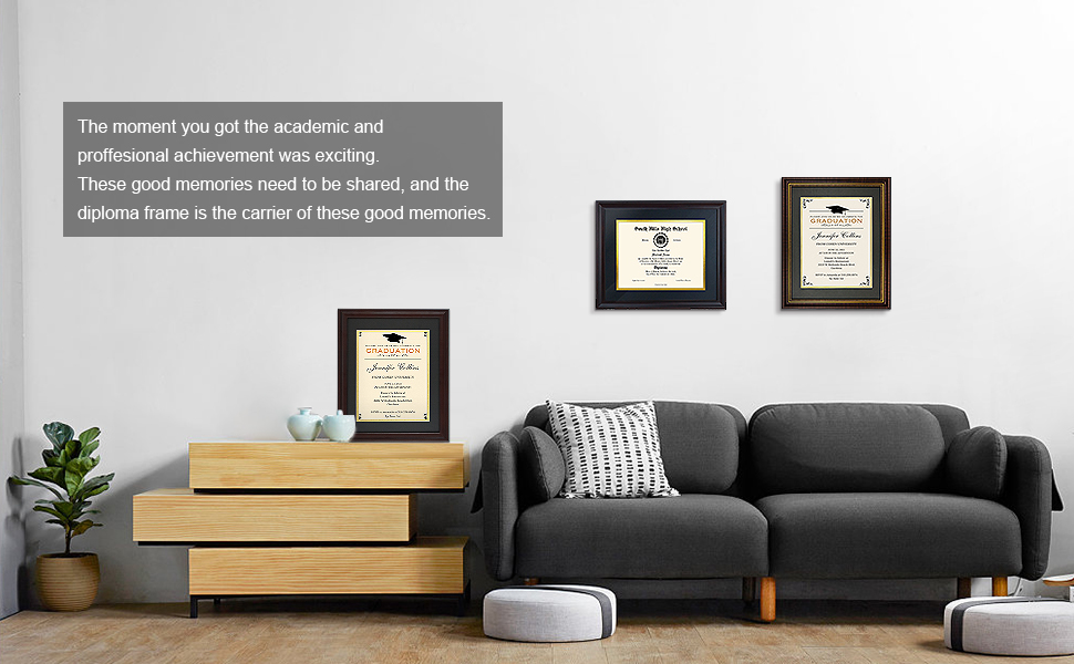 Diploma Frame 8.5x11 with Mat or Certificate Frame11x14 Picture Frame for Documents/Photo.HD