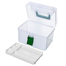 MyGift 10 Inch First Aid Clear Bin Detachable Tray Green Quick Access Lid Portable Emergency Kit