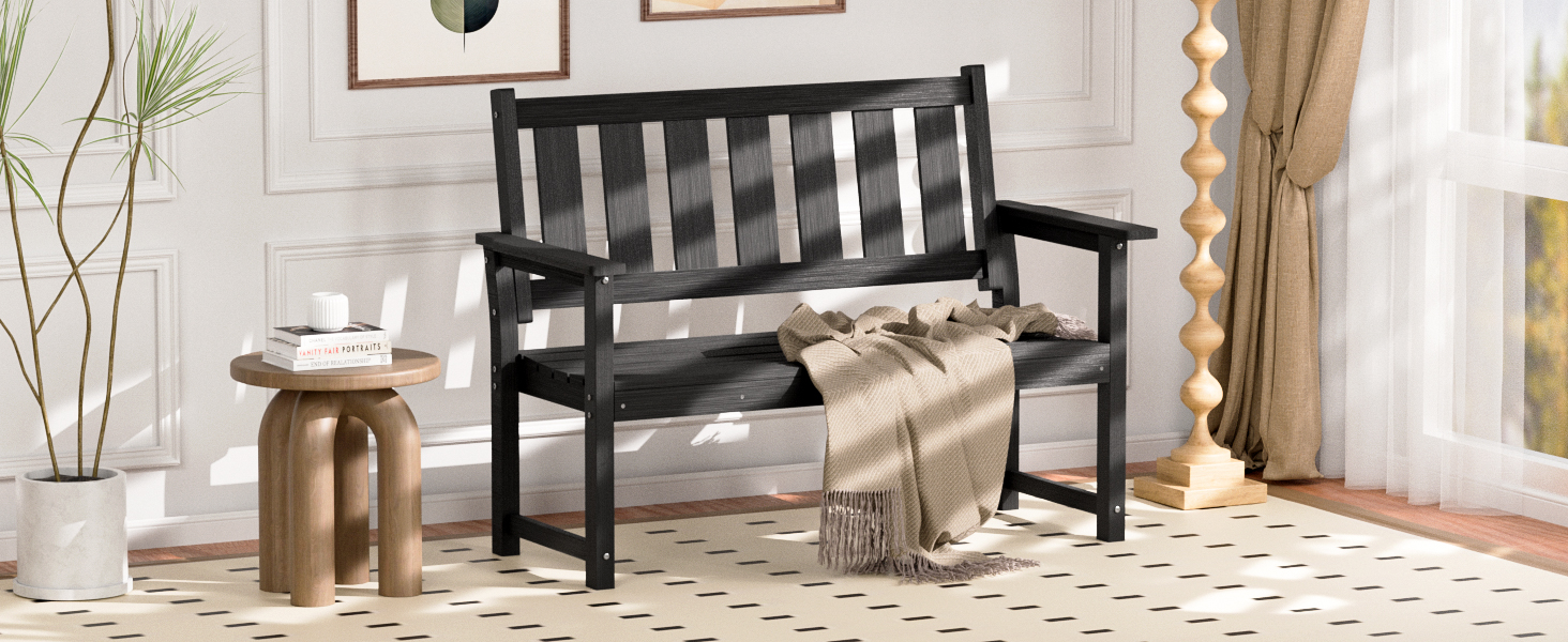 black outdoor bench