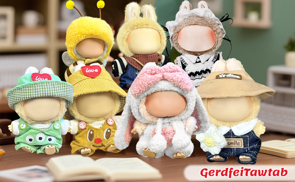 GerdfeiTawtab Clothes Fit for LABUBU Doll, Fashion Doll Clothes Outfit Set Cute Theme